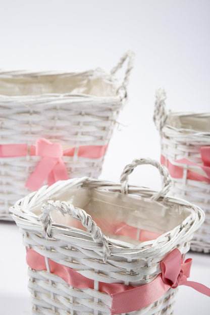 3 Piece Wicker Basket White