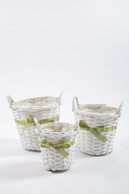 3 Piece Wicker Basket White