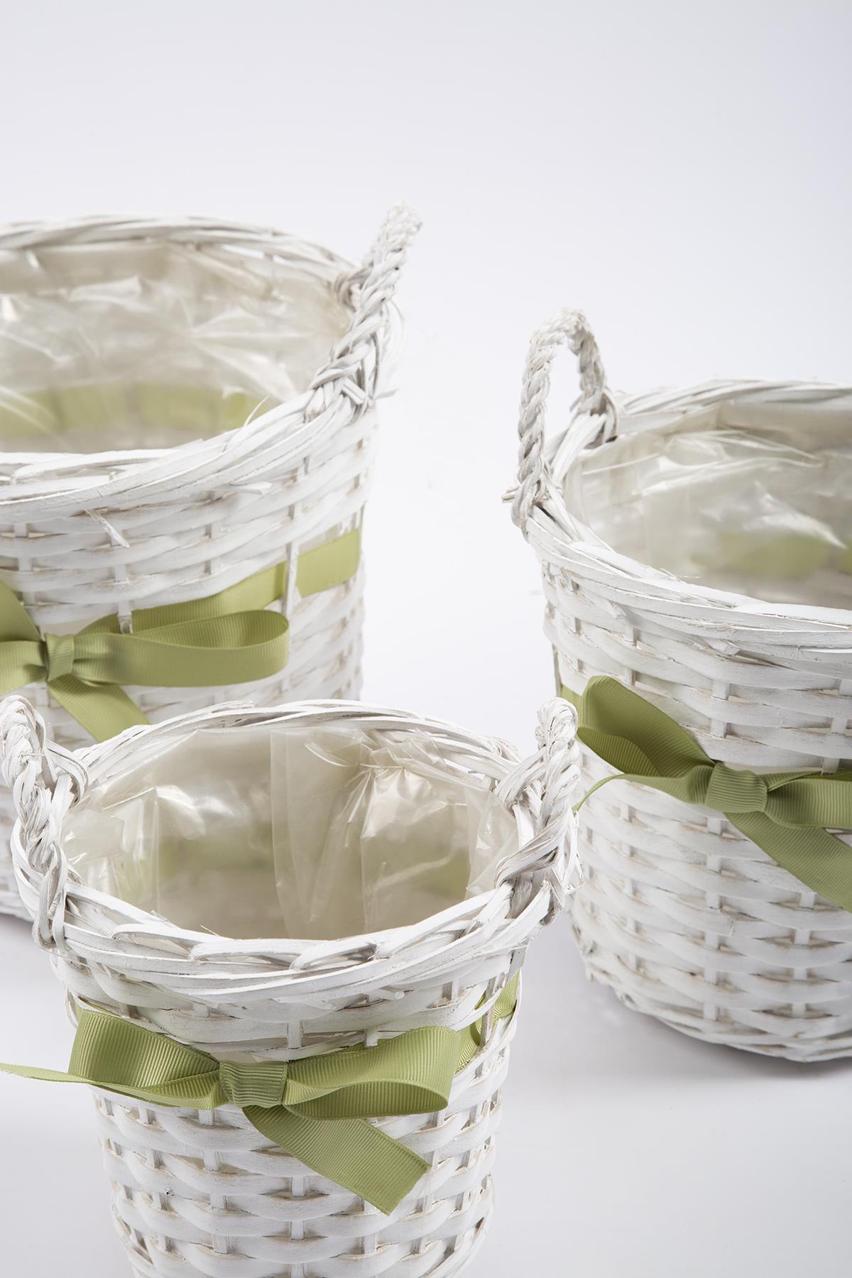 3 Piece Wicker Basket White