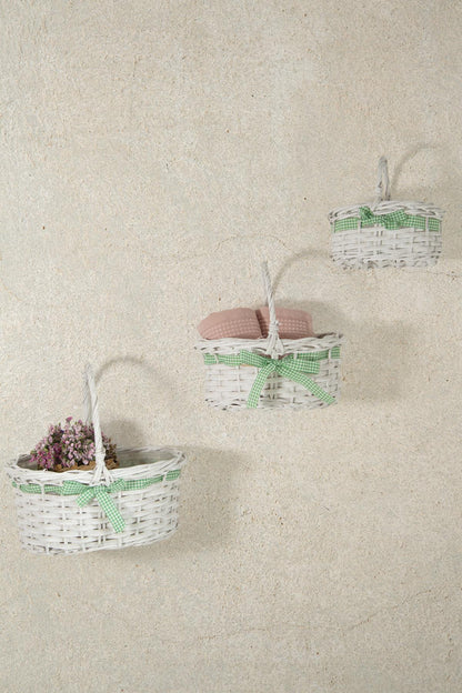 3 Piece Wicker Basket White