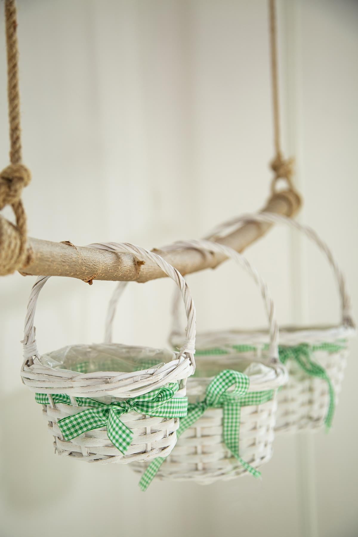 3'lü Hasır Sepet Beyaz