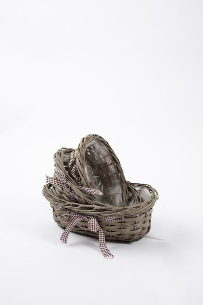 3-Piece Wicker Basket Gray