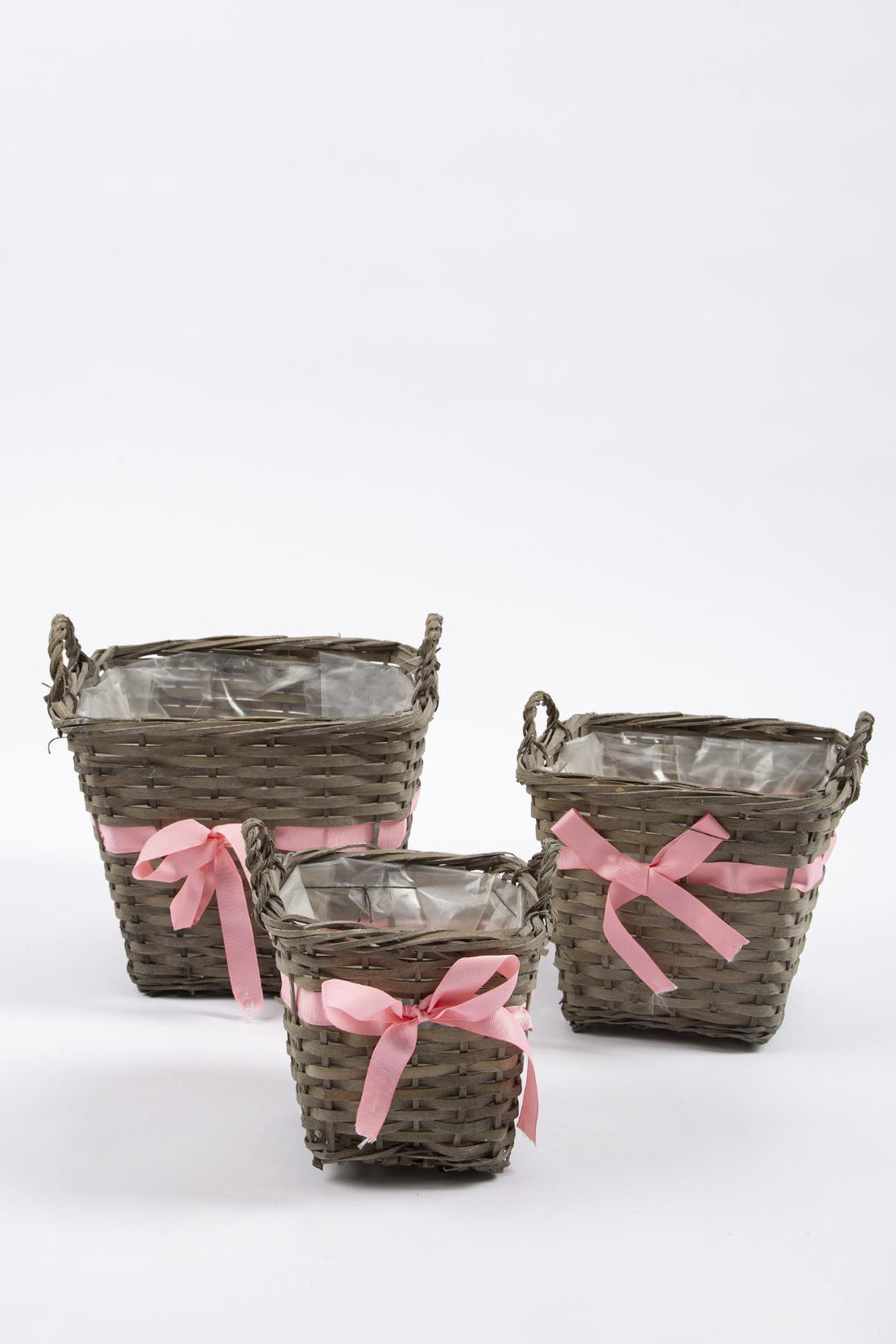 3-Piece Wicker Basket Gray