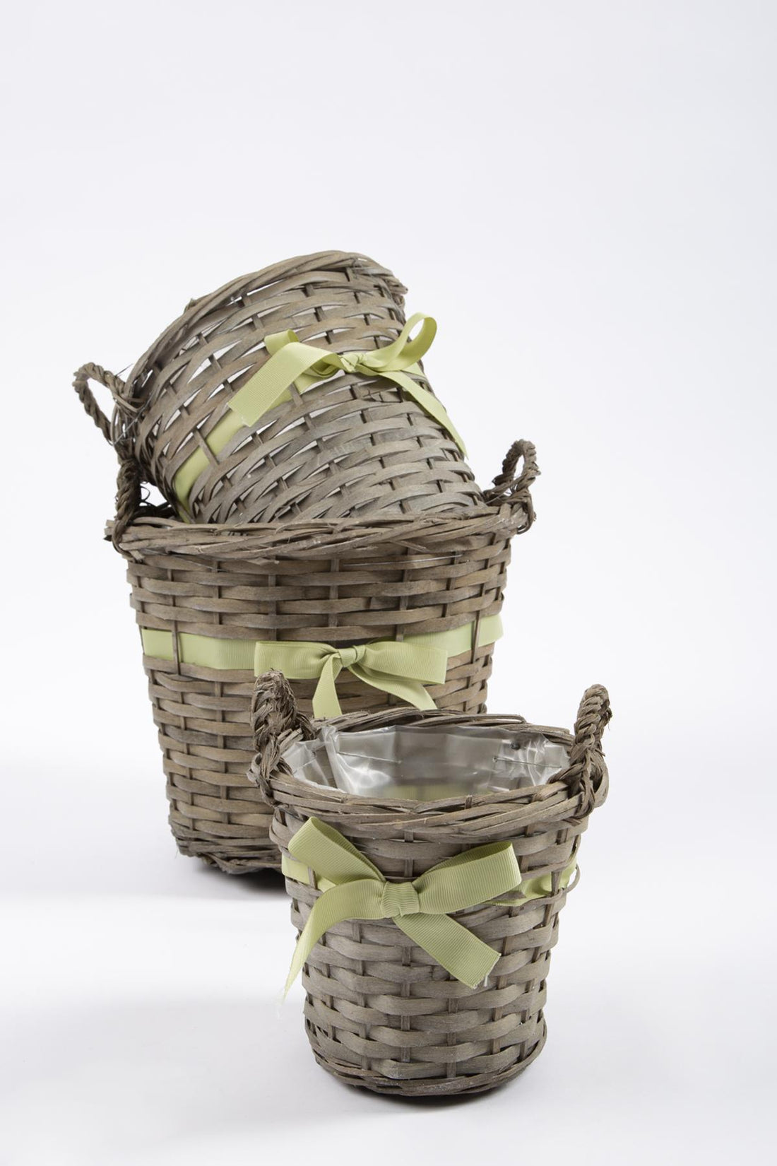 3-Piece Wicker Basket Gray