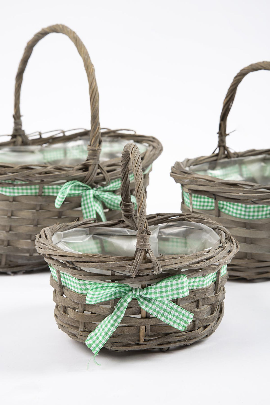 3-Piece Wicker Basket Gray