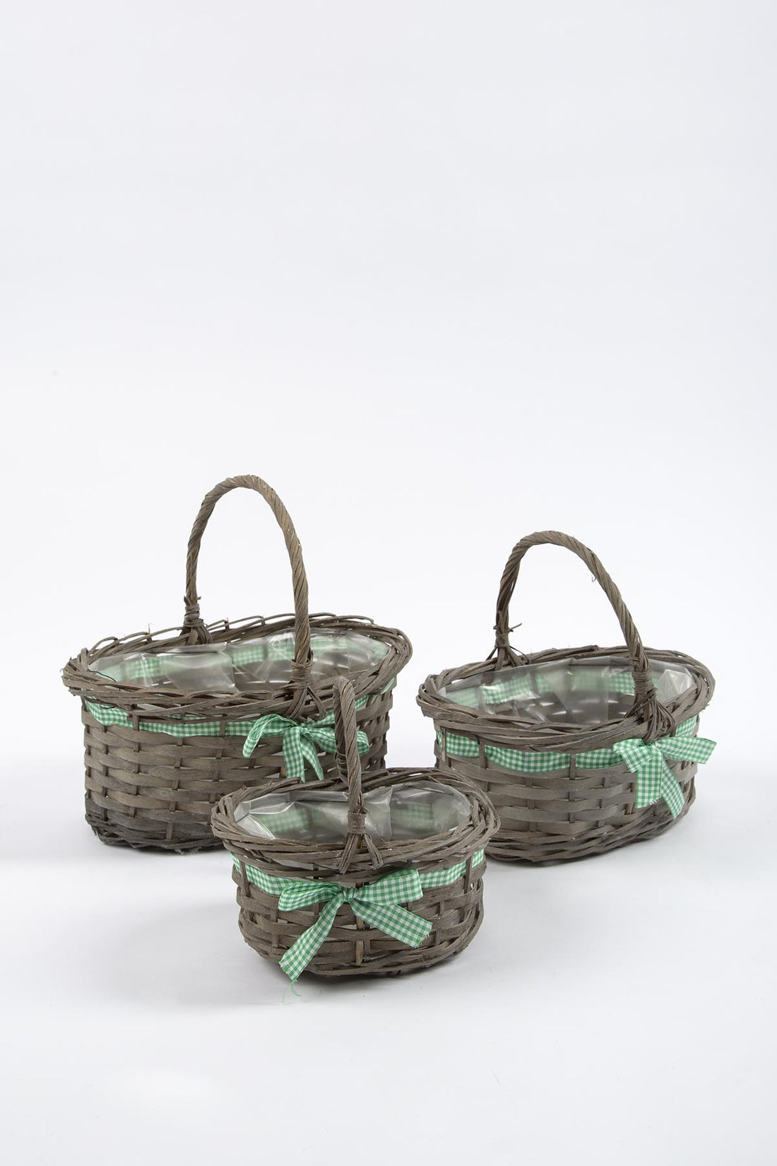 3-Piece Wicker Basket Gray