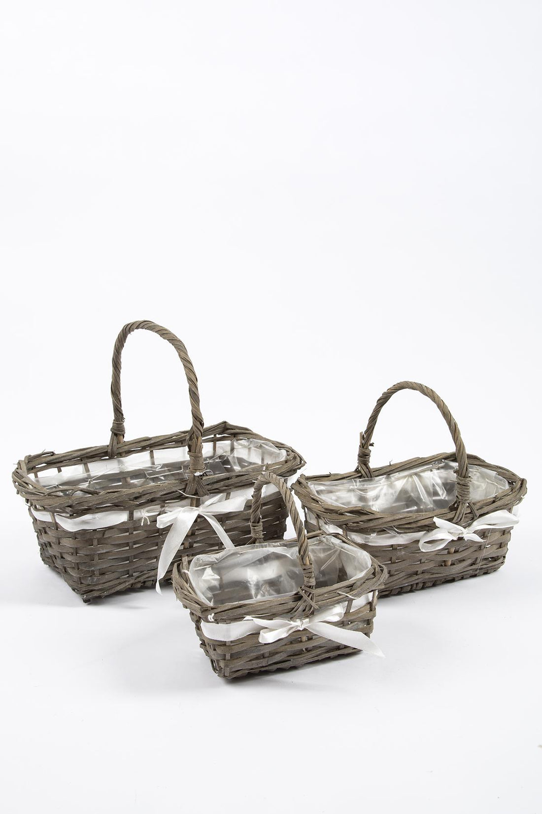 3-Piece Wicker Basket Gray