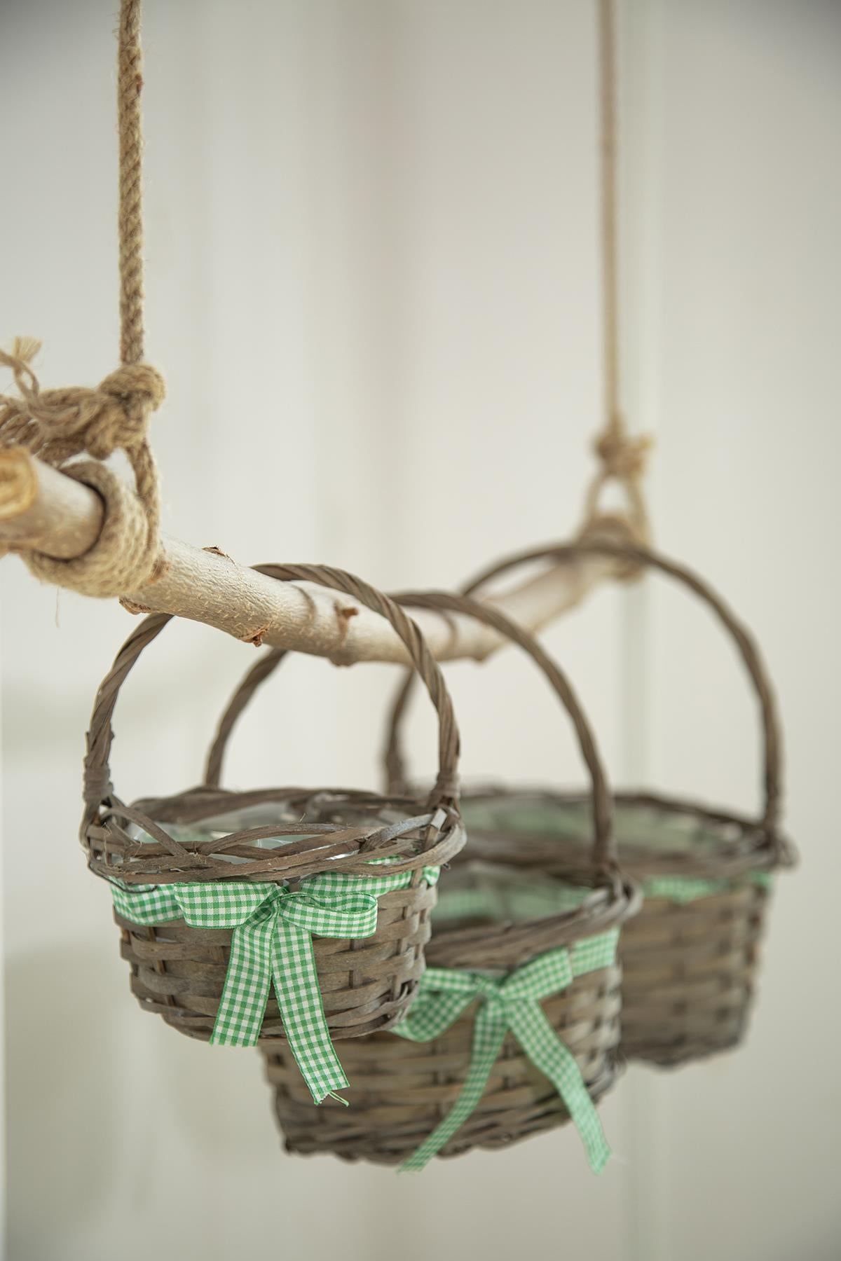 3-Piece Wicker Basket Gray