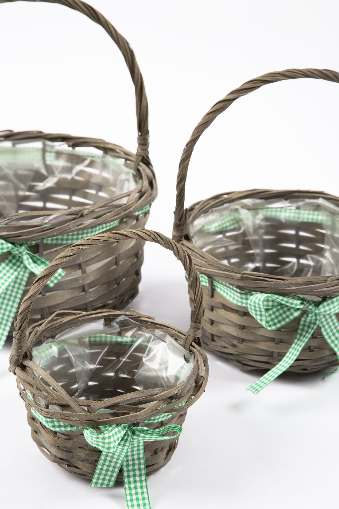 3-Piece Wicker Basket Gray