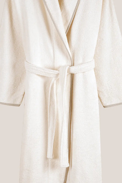 Allesi %100 Pamuk Erkek Bornoz Ekru