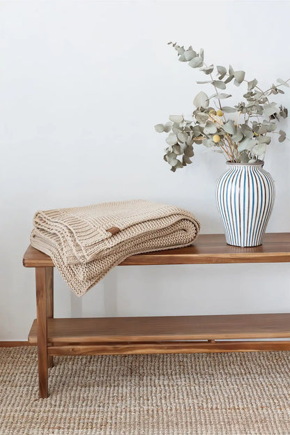 Amber Örme Battaniye 130x170 Bej