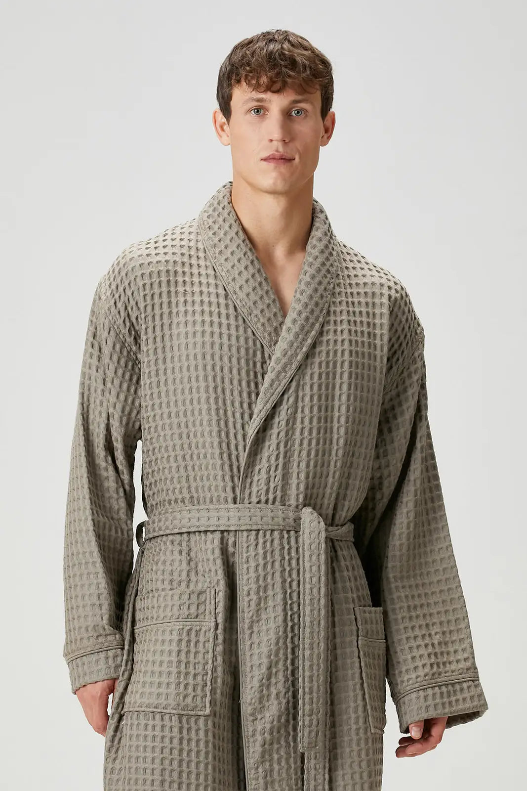 Aura Waffle Erkek Bornoz Gri