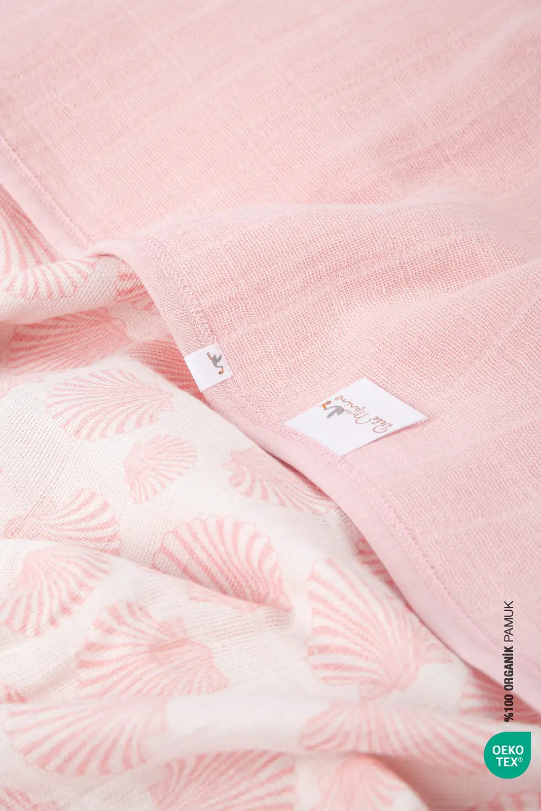 BebeMarin Seashell Müslin Battaniye 120x120 Pembe