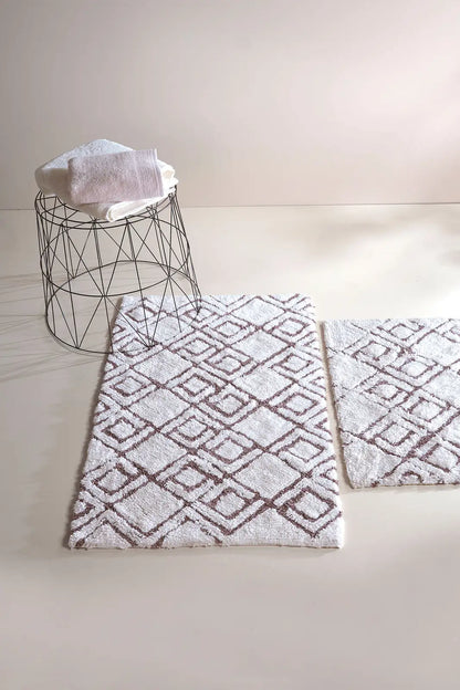 Cava 2 Piece Bath Mat Set 100% Cotton 40x60 + 60x90 Brown