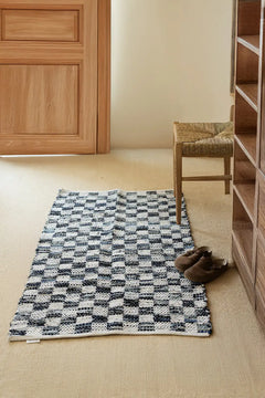 Checker Denim Kilim Ekru/İndigo 80x250