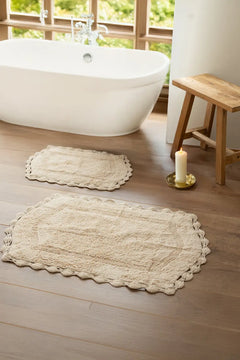 Dale 2 Piece Bath Mat Set 100% Cotton 40x60 + 60x90 Beige