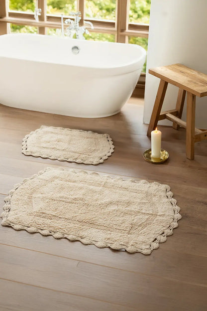 Dale 2 Piece Bath Mat Set 100% Cotton 40x60 + 60x90 Beige