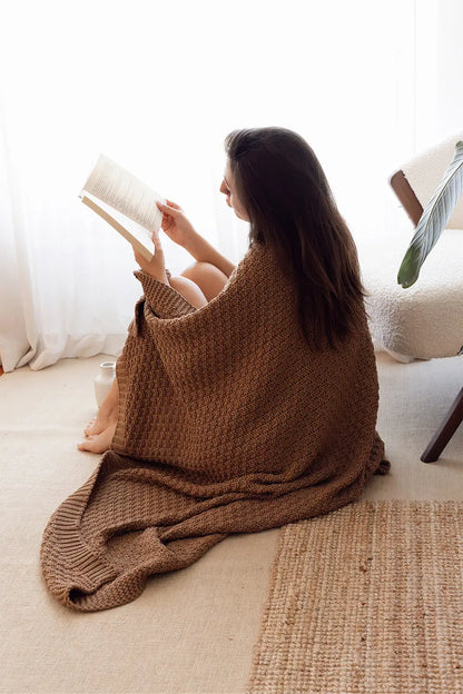 Hazel Örme Battaniye 130x170 Kahverengi