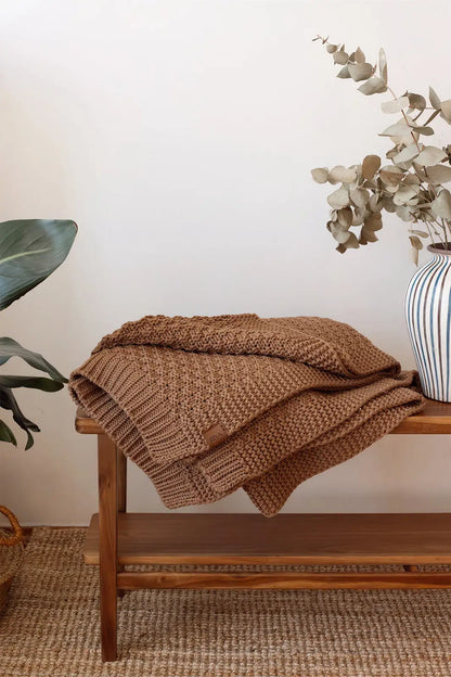 Hazel Örme Battaniye 130x170 Kahverengi