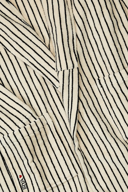 In Lines Yarn Dyed Men's Bathrobe Ecru