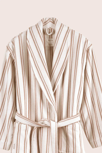 In Lines Yarn-Dyed Bathrobe Set Mocha