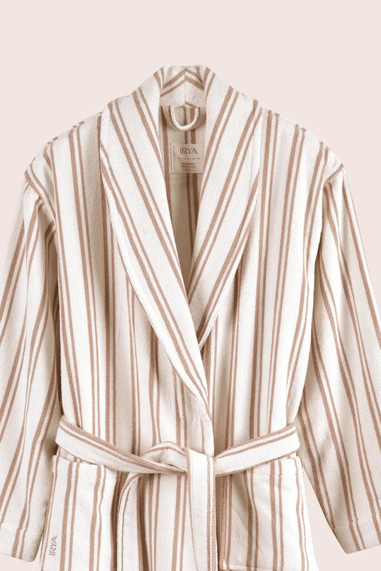 In Lines Yarn-Dyed Bathrobe Set Mocha