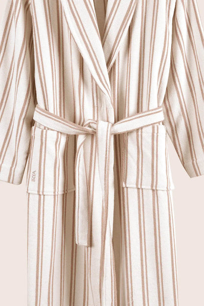 In Lines Yarn-Dyed Bathrobe Set Mocha