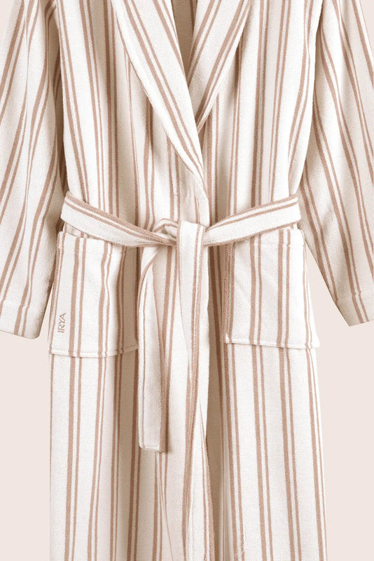 In Lines Yarn-Dyed Bathrobe Set Mocha