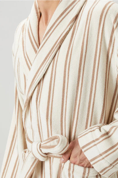 In Lines Yarn-Dyed Bathrobe Set Mocha