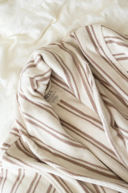 In Lines Yarn-Dyed Bathrobe Set Mocha