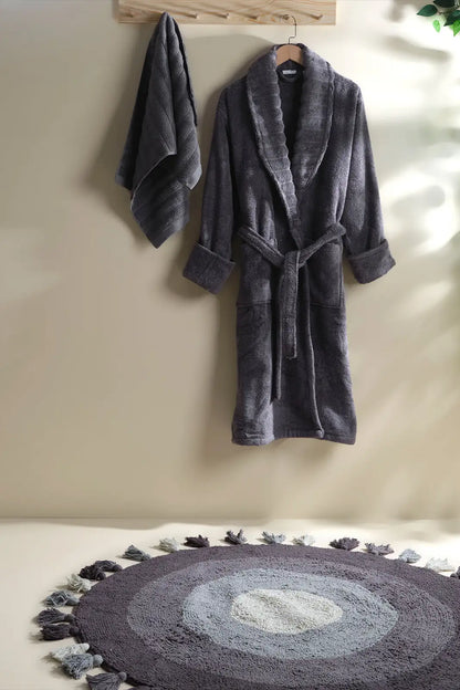 Laura Round Bath Mat 100% Cotton 100x100 Anthracite