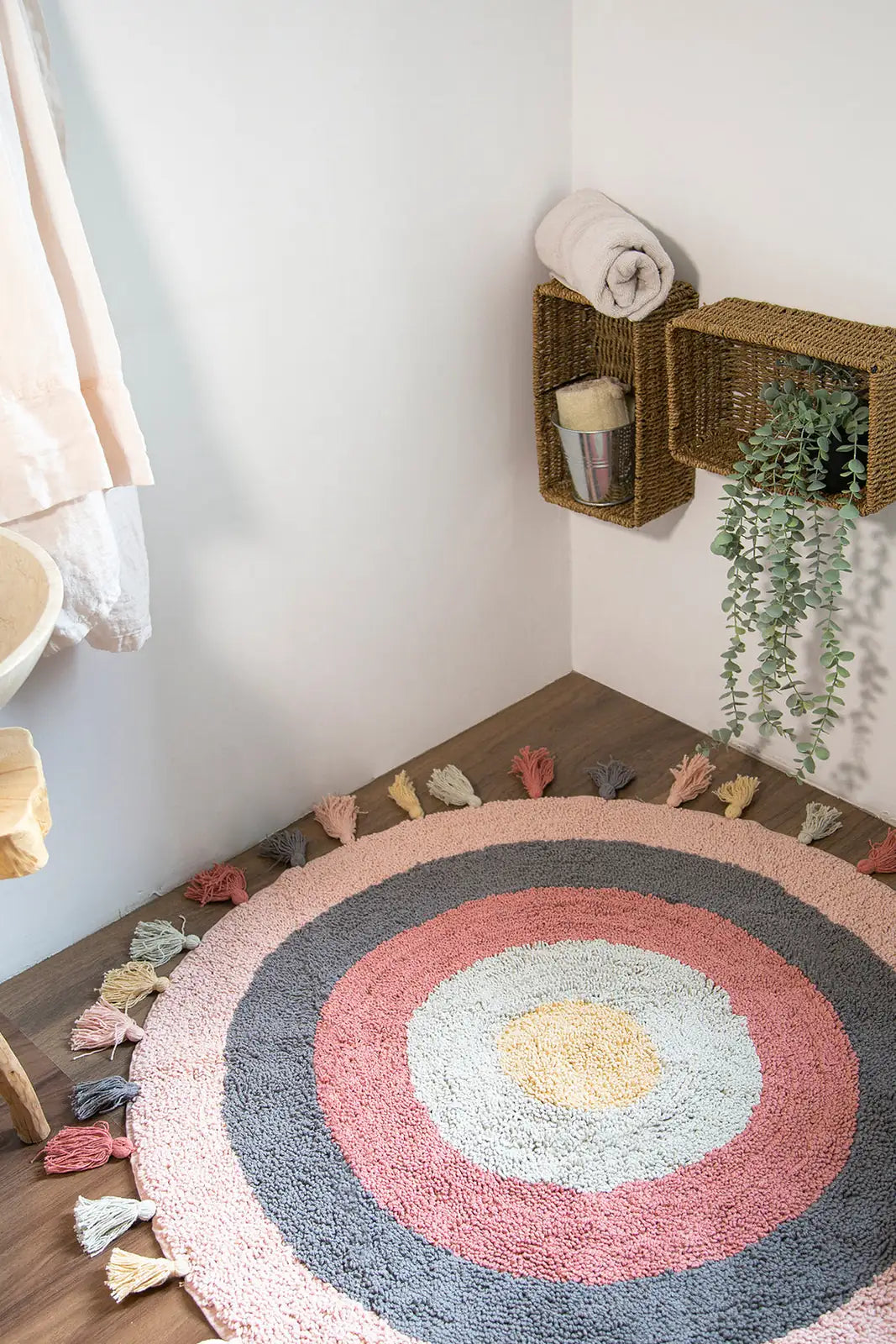 Laura Round Bath Mat 100% Cotton 100x100 Pink