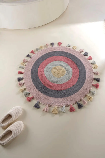 Laura Round Bath Mat 100% Cotton 100x100 Pink