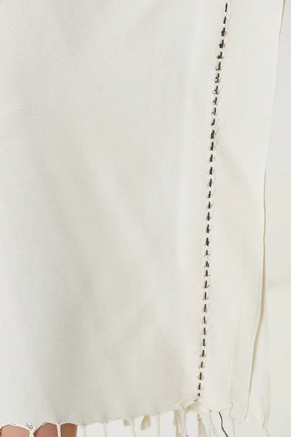 Layla V Yaka Elbise Bej