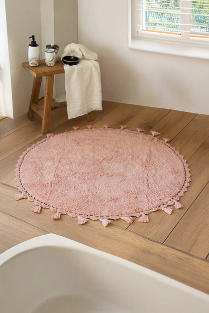 Lowell Round Bath Mat 100% Cotton 100x100 Pink