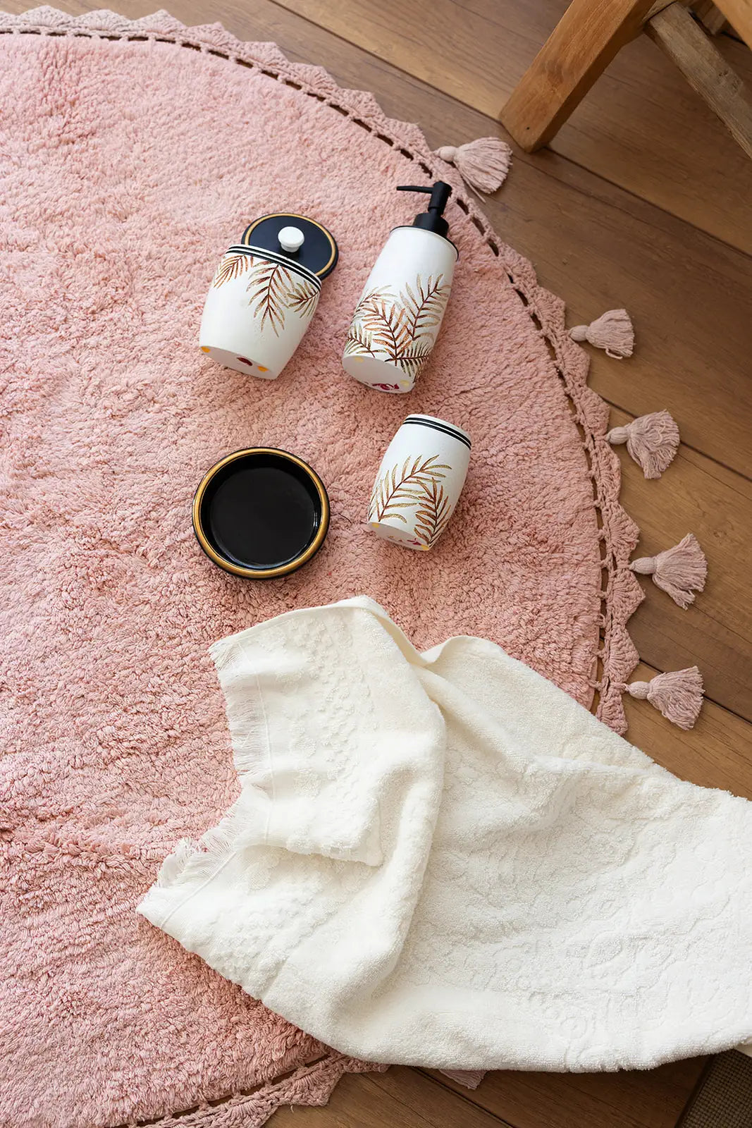 Lowell Round Bath Mat 100% Cotton 100x100 Pink