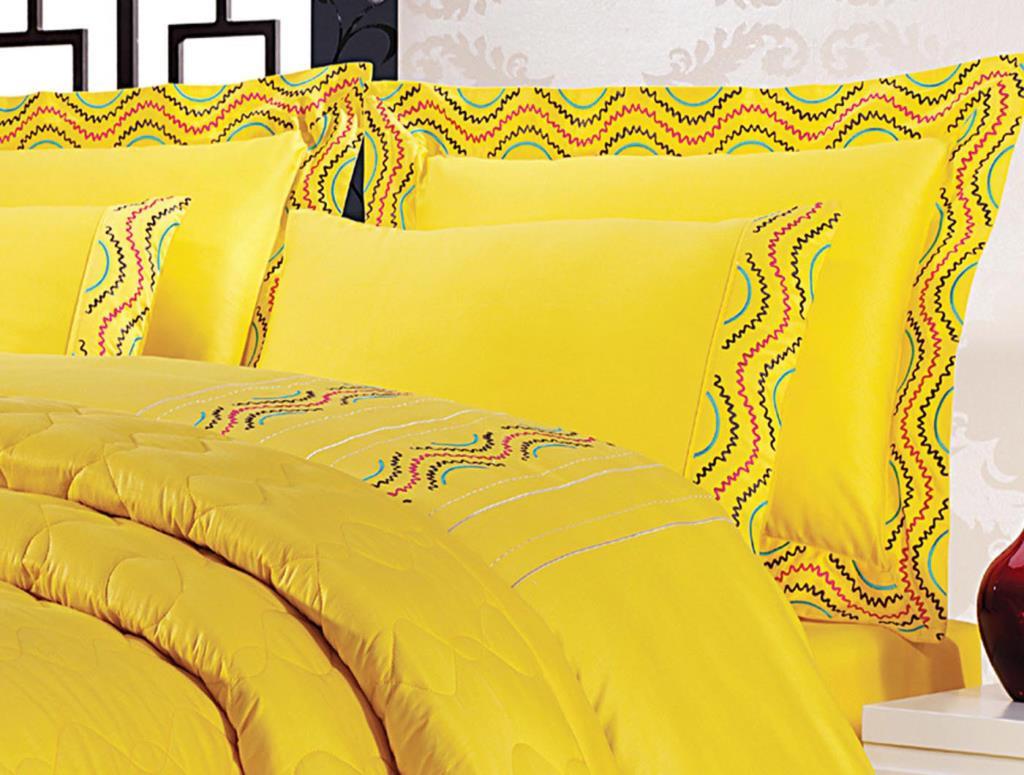 Luxury Bedding Set Double Stria Mustard