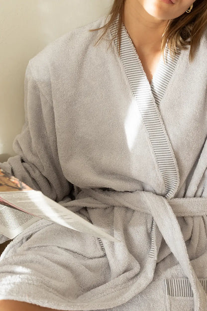 Marble %100 Pamuk Kadın Bornoz Gri