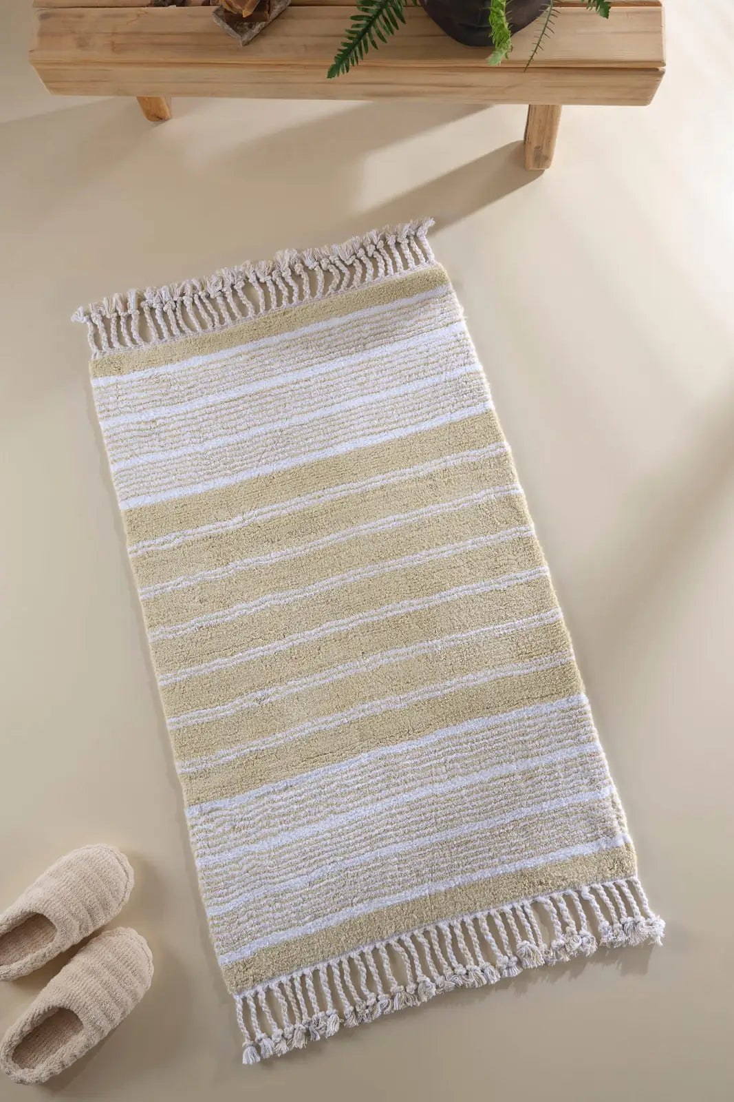 Martil Tekli Banyo Paspası %100 Pamuk 70x110 Bej