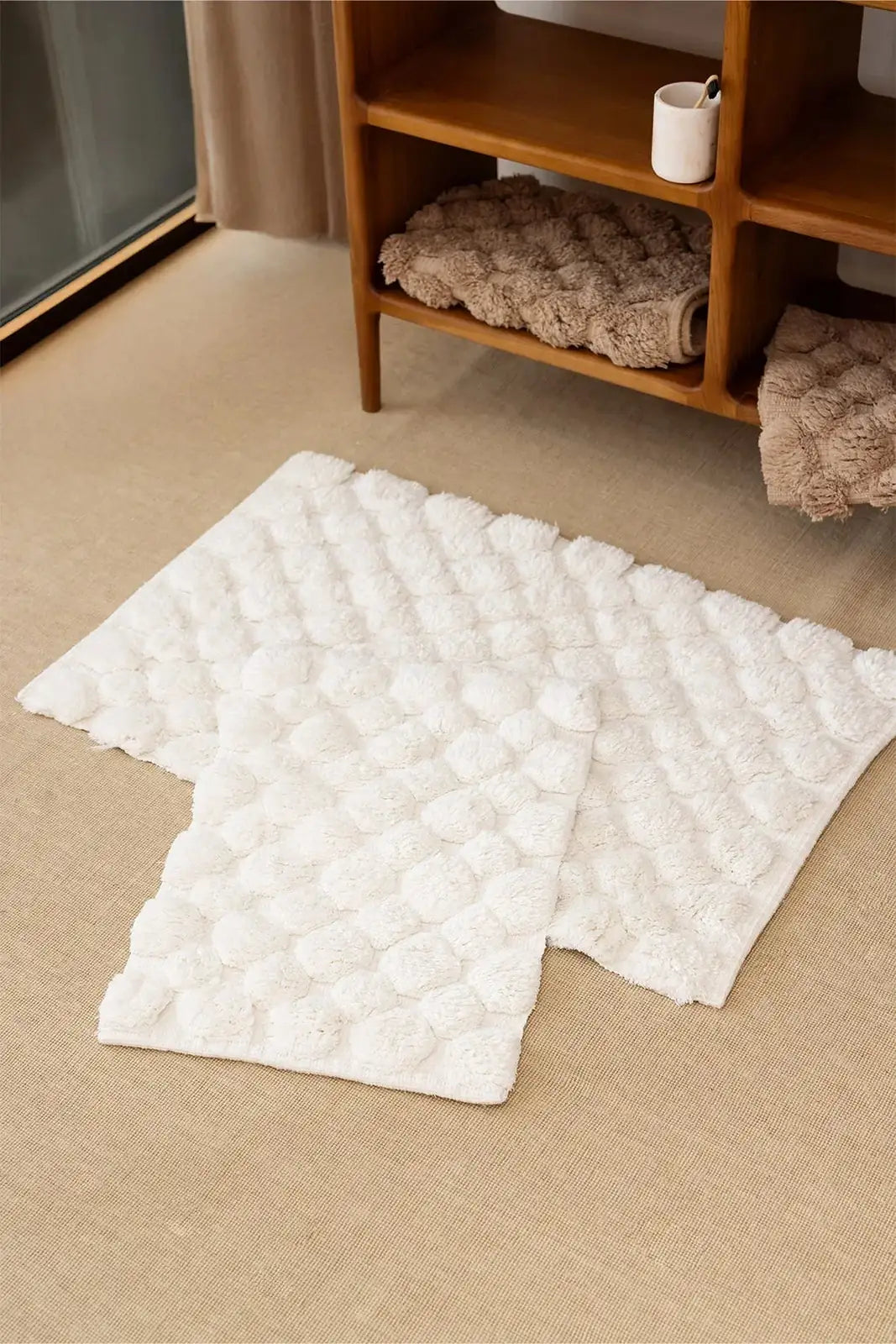 Mellow  2’li Takım Banyo Paspası %100 Pamuk 40x60 + 60x90 Ekru