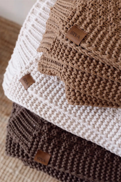 Mocha Knitted Blanket 130x170 Cream