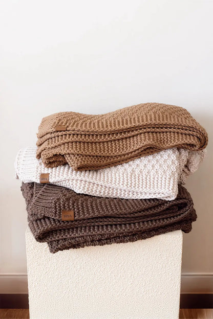 Mocha Knitted Blanket 130x170 Cream