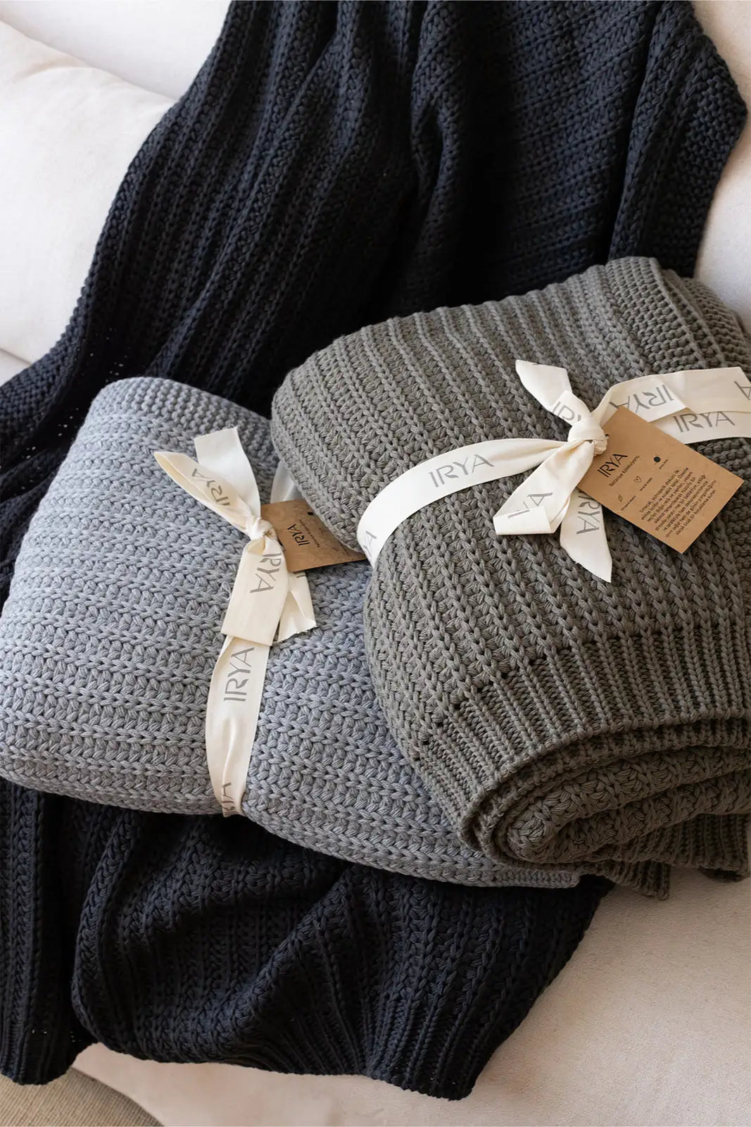 Night Knitted Blanket 130x170 Navy Blue