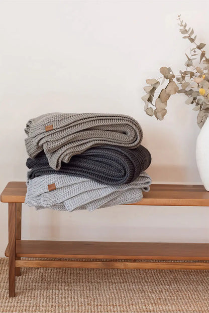 Night Knitted Blanket 130x170 Navy Blue