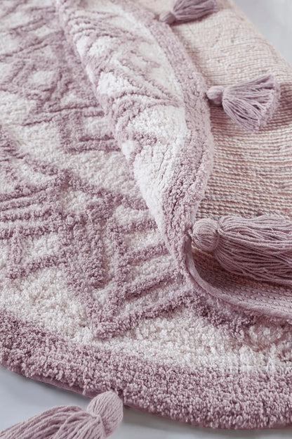 Pina Round Bath Mat 100% Cotton 100x100 Pink