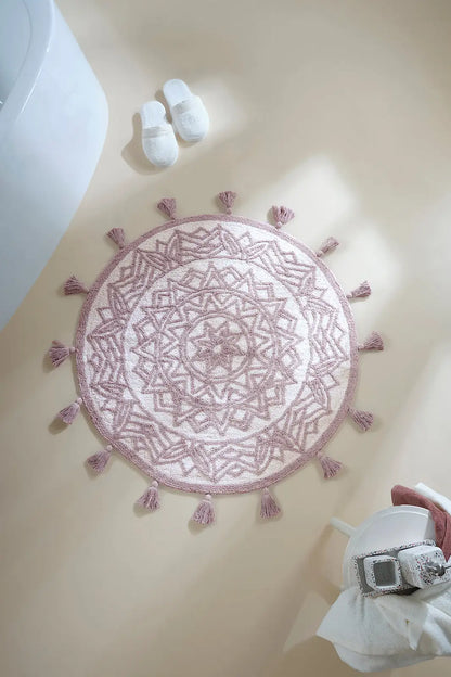Pina Round Bath Mat 100% Cotton 100x100 Pink