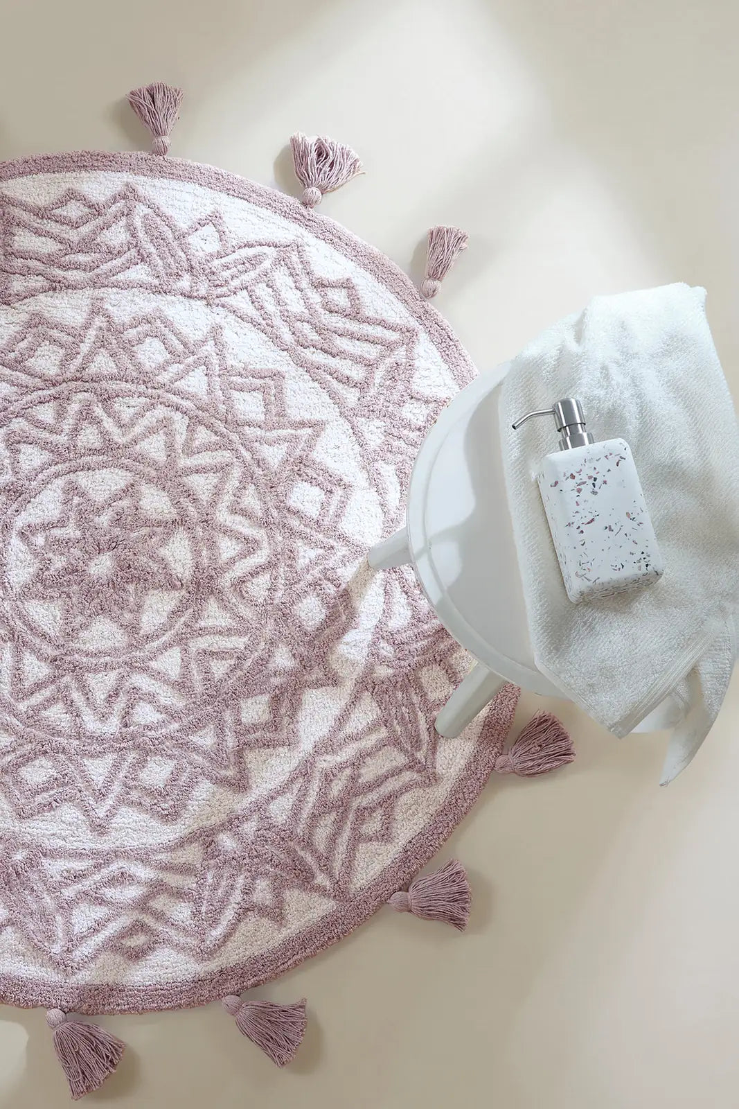 Pina Round Bath Mat 100% Cotton 100x100 Pink