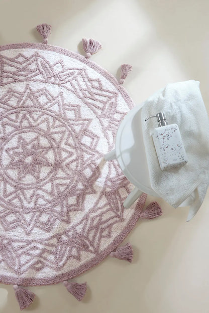 Pina Round Bath Mat 100% Cotton 100x100 Pink