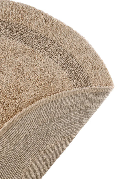 Puffed Round Bath Mat 100% Cotton 100x100 Beige