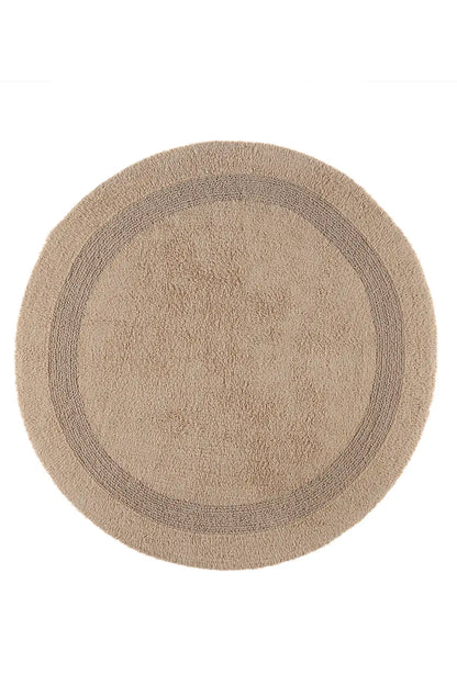 Puffed Round Bath Mat 100% Cotton 100x100 Beige